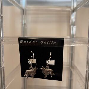 Border Collie pewter dog breed Earrings